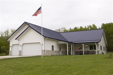 white metal roof ranch house|morton pole barn homes.